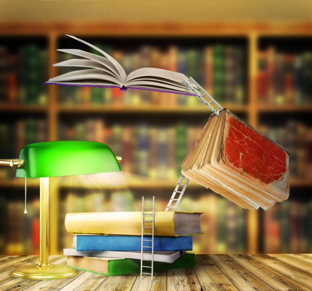 istock Concept of learning. Stairs connect books on a library background. Path to the knowledge. 964816318