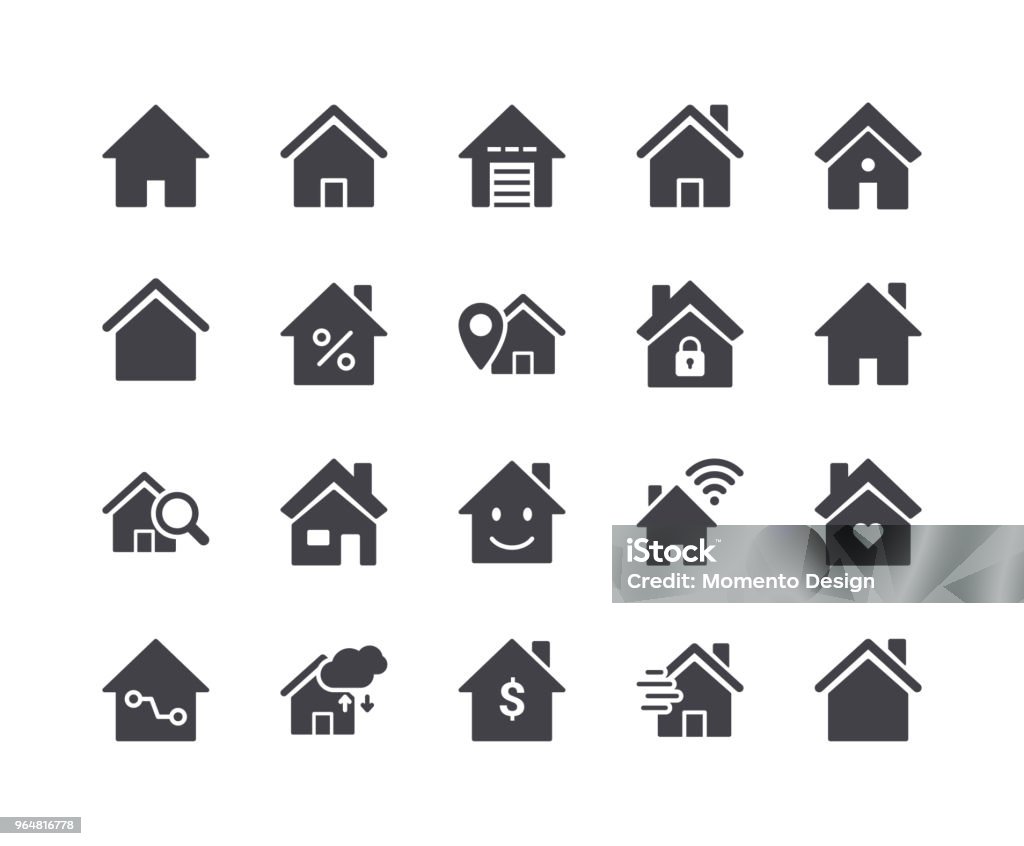 Минимальный набор икон smart Home Glyph - Векторная графика Дом роялти-фри