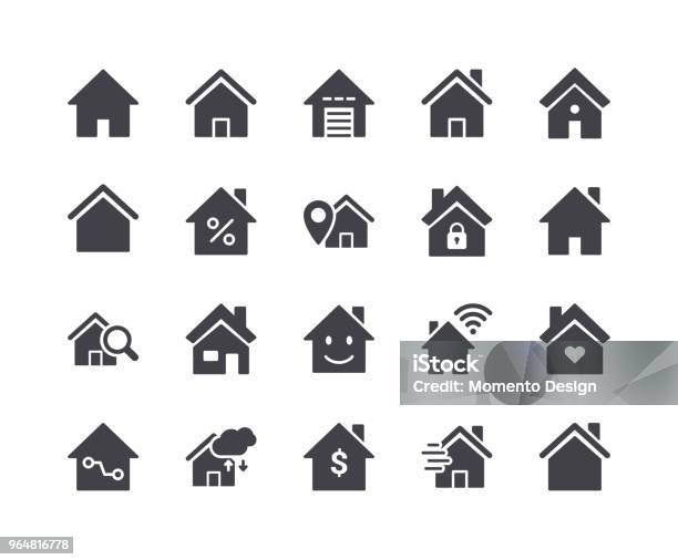 Минимальный Набор Икон Smart Home Glyph — стоковая векторная графика и другие изображения на тему Дом - Дом, Иконка, Векторная графика