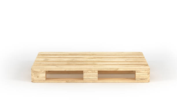 Stack of wood pallets isolated on a white. 3d illustration