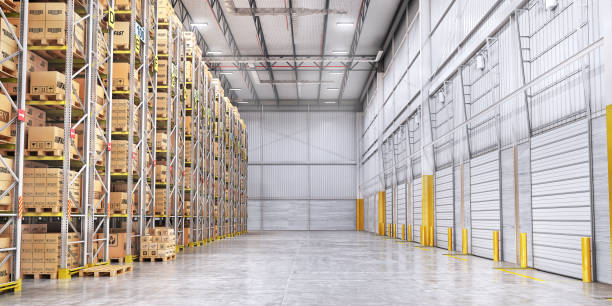istock Modern warehouse full of cardboard boxes. 3d illustration 964824666