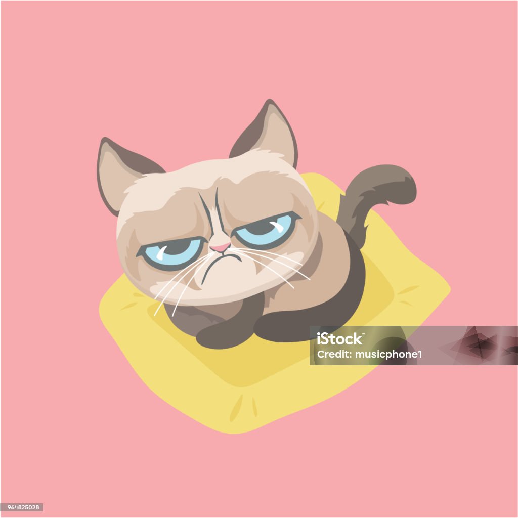 Cute grumpy cat. Cute grumpy cat. Vector Illustration. Anger stock vector