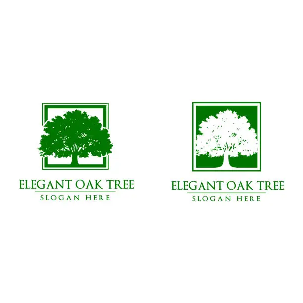 Vector illustration of reen Oak Tree Vector Design