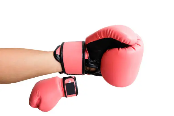 Pink boxing on  white background.