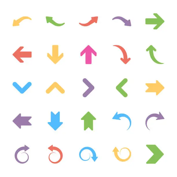 Vector illustration of Set of Arrows Flat Vector Icons