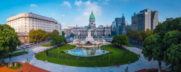 Panorama of the city of Buenos Aires Panorama of the city of Buenos Aires. Aerial panorama of the square near Congreso at sunny day. Argentina argentina photos stock pictures, royalty-free photos & images