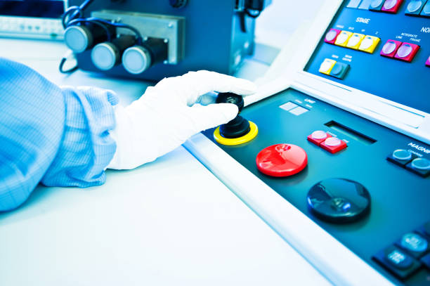 istock Hand On High Resolution Console In Master Control Room - Measurement and Instrumentation Device 964846160