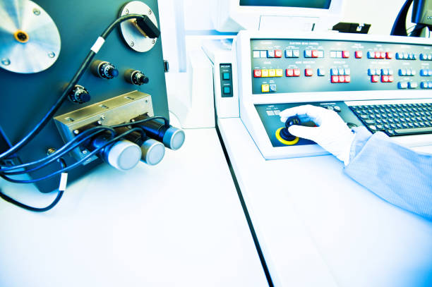 istock Hand On High Resolution Console In Master Control Room - Measurement and Instrumentation Device 964846624