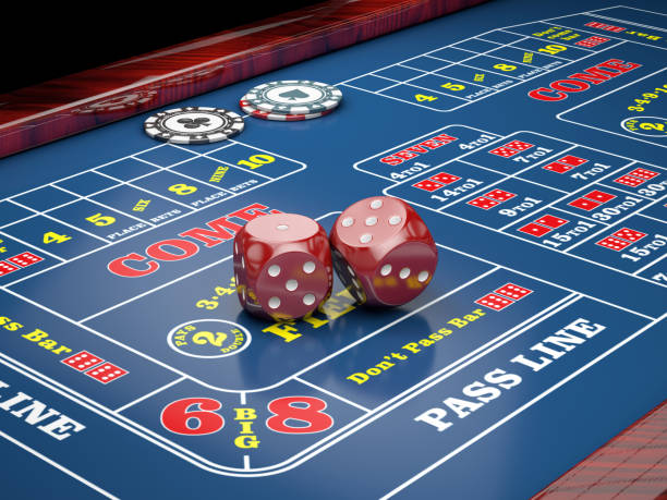 istock Dice on casino table with casino chips. 3d illustration 964847786