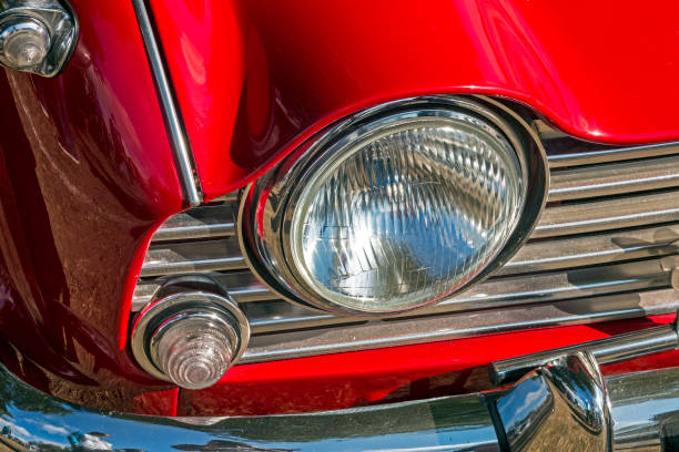 istock Vintage Red Vehicle Front Lamp Grill  Bumper Red Bonnet 964850844
