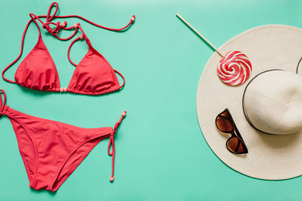 istock Summer vacation concept with pink bikini suit, hat and accessories 964851518