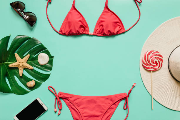 istock Summer vacation concept with pink bikini suit, hat and accessories 964851526