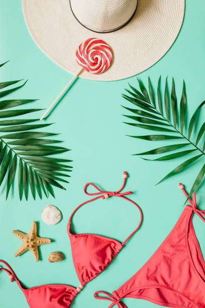 istock Summer vacation concept with pink bikini suit, hat and accessories 964851542