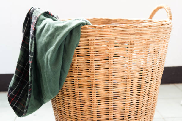 istock Dirty Clothes in a laundry basket 964854222