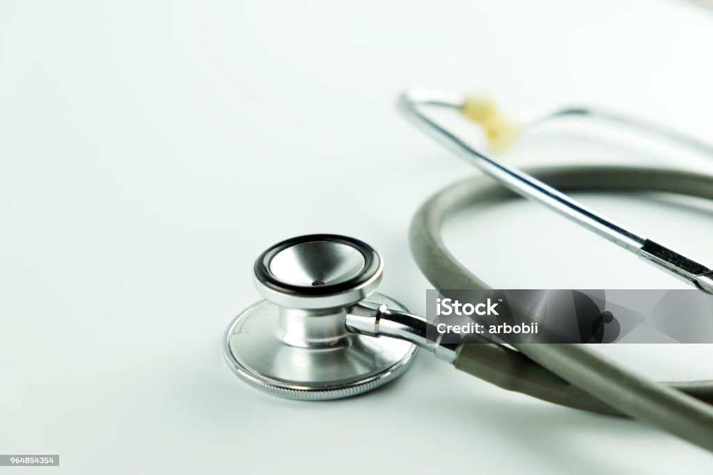 Stethoscope on white background. medical health concept Border - Frame Stock Photo