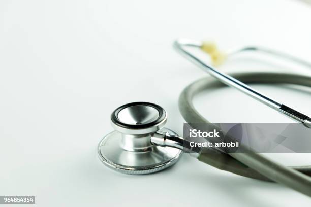 Stethoscope On White Background Medical Health Concept Stock Photo - Download Image Now