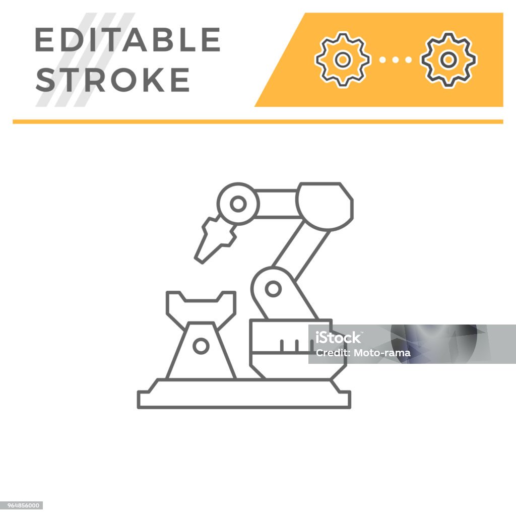 Robottikäsikoneen linjakuvake - Rojaltivapaa avainsanalla Hydrauliikka ja tyyppiä kuvapankin vektori