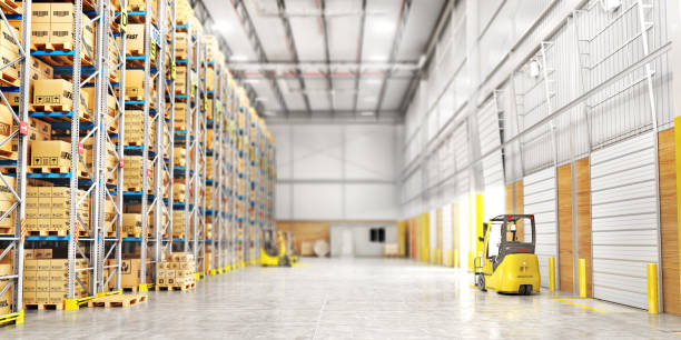 istock Modern warehouse full of cardboard boxes. 3d illustration 964858764