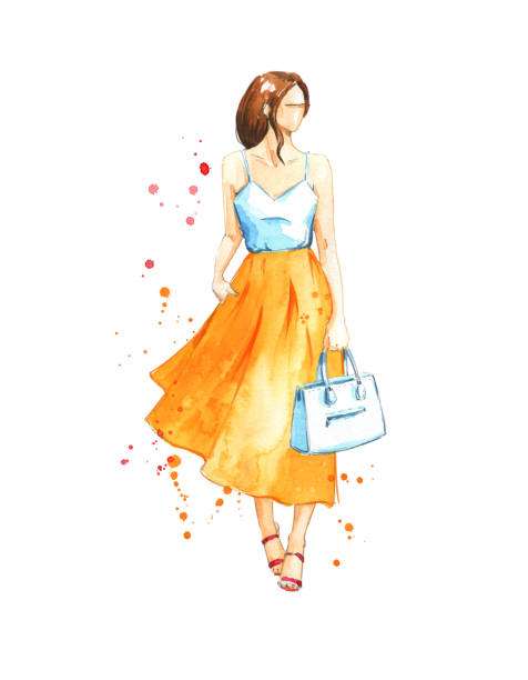 istock Summer look, watercolor fashion illustration 964859020
