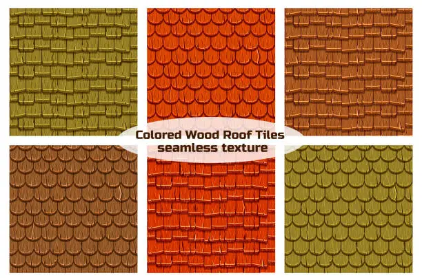 Vector illustration of Seamless Old Wood Roof Tiles