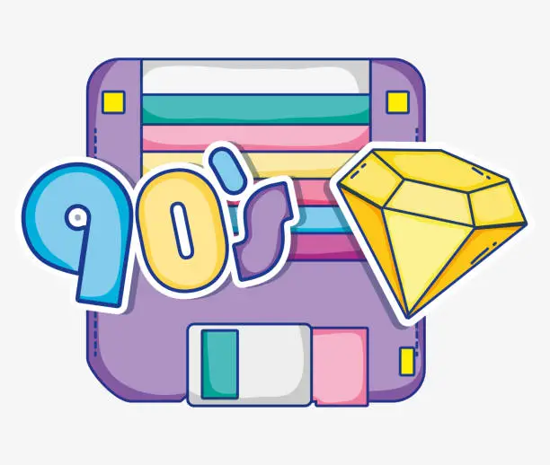 Vector illustration of I love 90s cartoons