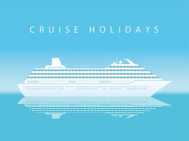 Vector illustration of Cruise liner in the sea with text space.