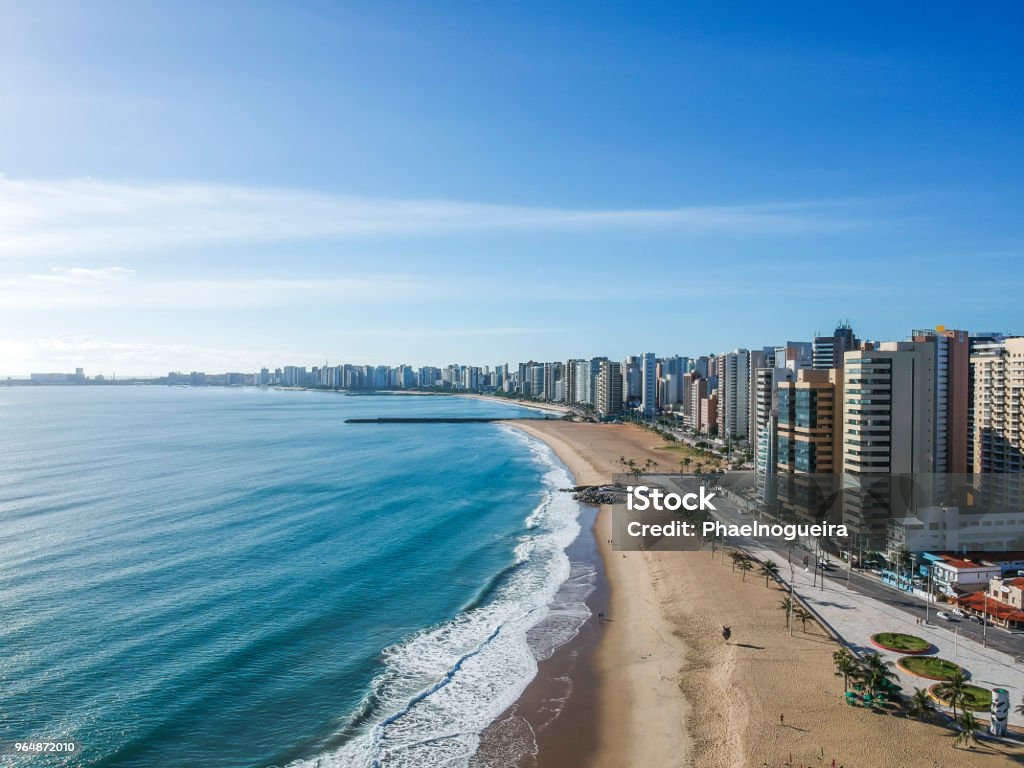 Praia de Iracema Beach dessus, Fortaleza, état du Ceara, Brésil. - Photo de Fortaleza libre de droits