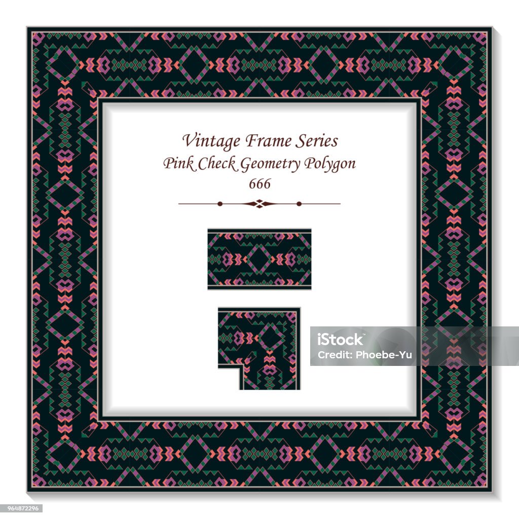 Pink Frame Check Vintage Square 3d Frame Pink Check Geometry Polygon Stock Illustration ...