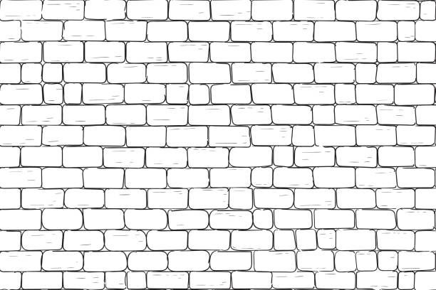 흰색 벽돌 벽입니다. 원활한 패턴 배경 - abstract aging process backgrounds brick stock illustrations