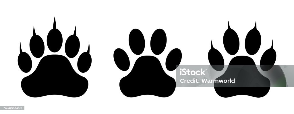 Paw print set. Vector illustration. Bear stock vector