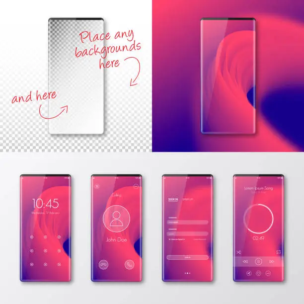 Vector illustration of Modern smartphones templates - mobile phone isolated on blank background