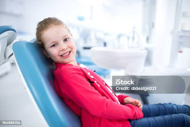 Beautiful Smiling Little Girl In Dental Office Stock Photo - Download Image Now - Dentist, Child, Dental Health