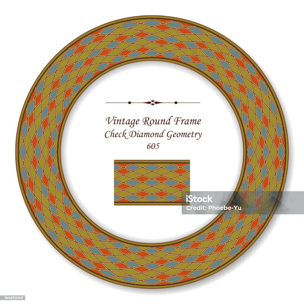 Simetrical Frame Check Vintage Round Retro Frame Check Diamond Geometry Stock Illustration ...
