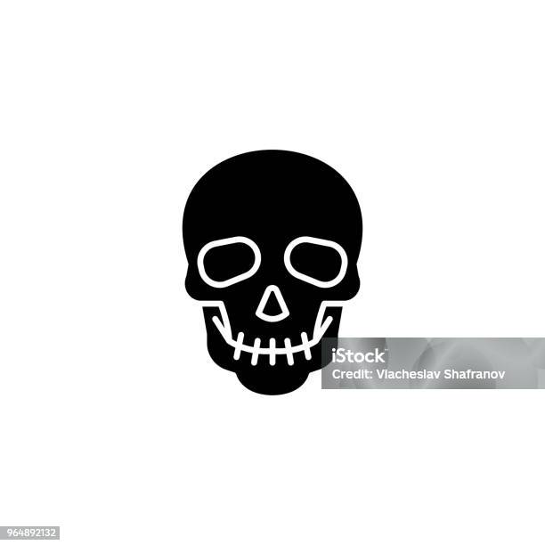 Totenkopf Schwarz Symbol Konzept Schädel Flach Vektor Symbol Zeichen Illustration Stock Vektor Art und mehr Bilder von Abstrakt