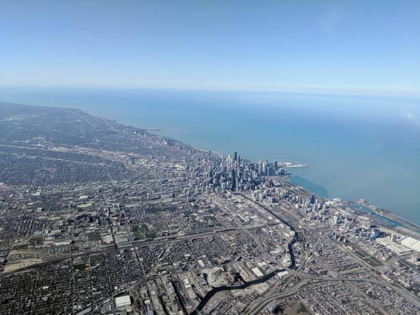 chicago centro dall'alto - chicago aerial foto e immagini stock