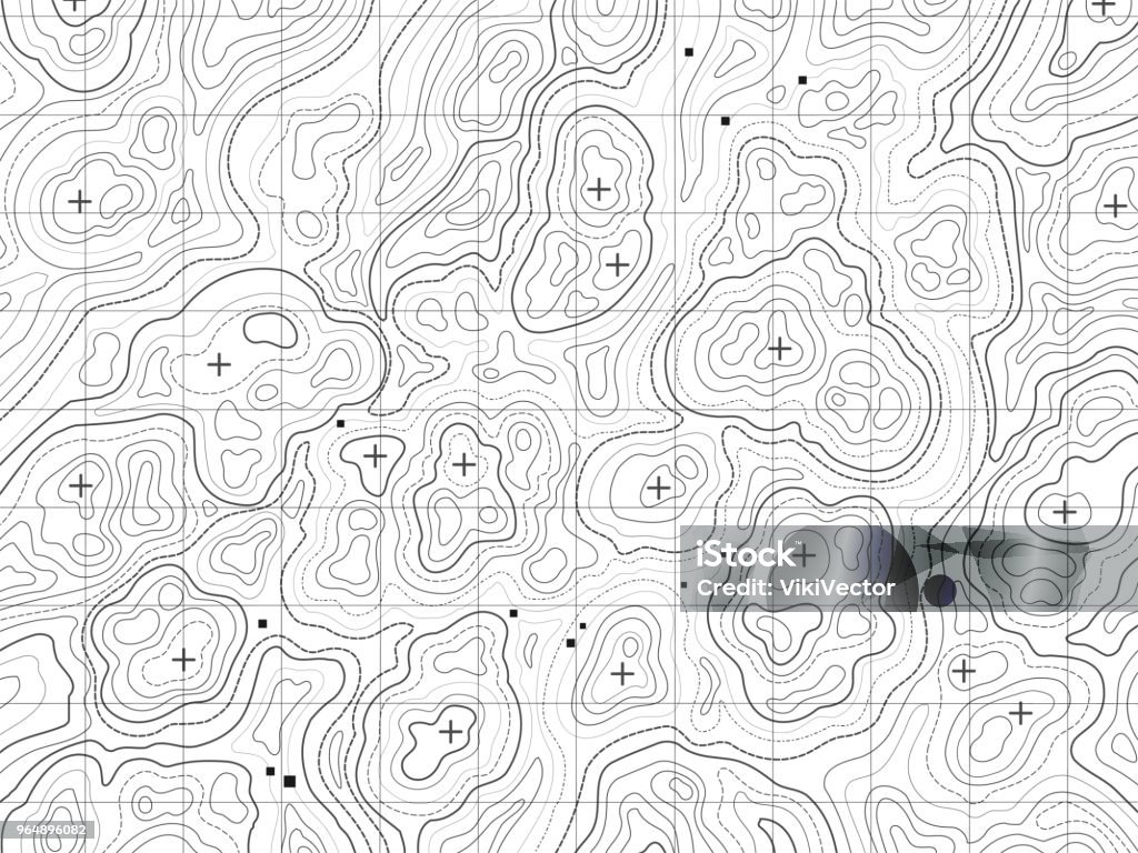 Topographic map sheet Topographic map sheet. Map showing natural and physical features of a landscape by contour lines. Vector line art illustration on white background Topographic Map stock vector