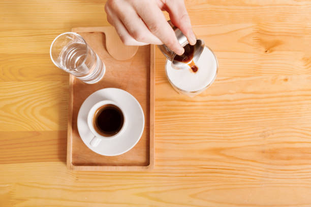 istock Coffee house counter background with coffe cup 964904612