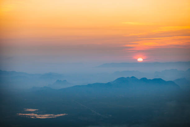 istock Morning light with mountain and mist view from Phu Kradueng, Thailand. 964919688
