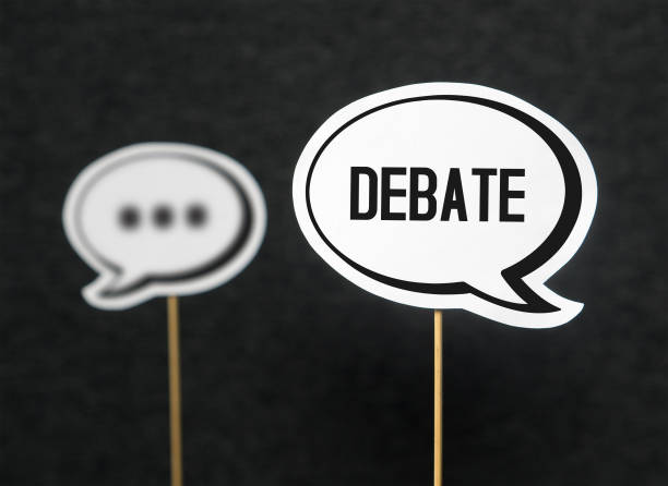 istock Debate, dialog, communication and education concept. Talking about political opinions. 964921968