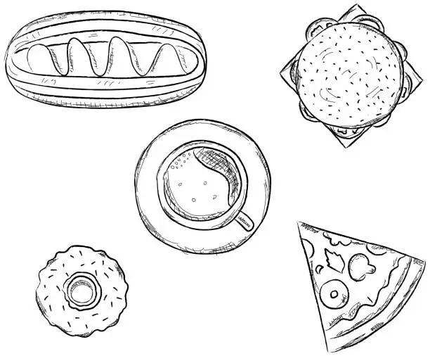 Vector illustration of Hand Drawn Fast Food