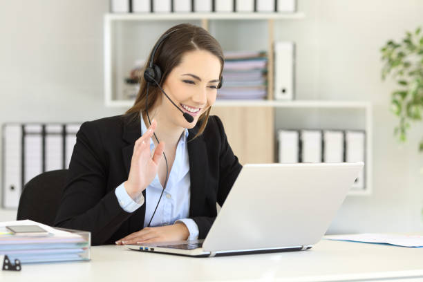 istock Telemarketer having a video conference at office 964933836