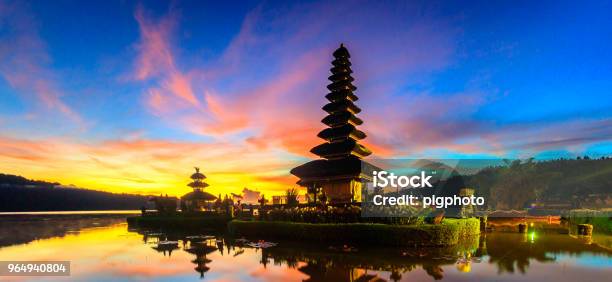 Ulun Danu Temple Landmark Of Bali At Beratan Lake In Bali Indonesia Stock Photo - Download Image Now