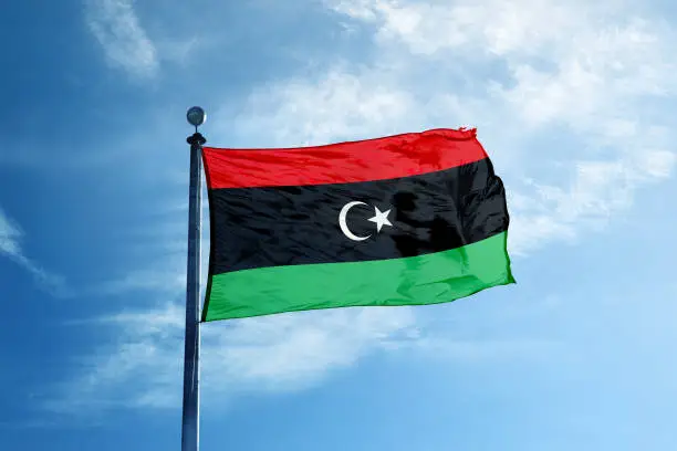 Lybia flag on the mast