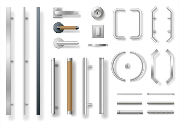 ilustrações, clipart, desenhos animados e ícones de conjunto de puxadores modernos - handle