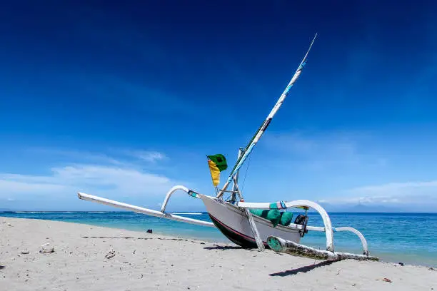 A Boat with blue sky, Lombok Indonesia