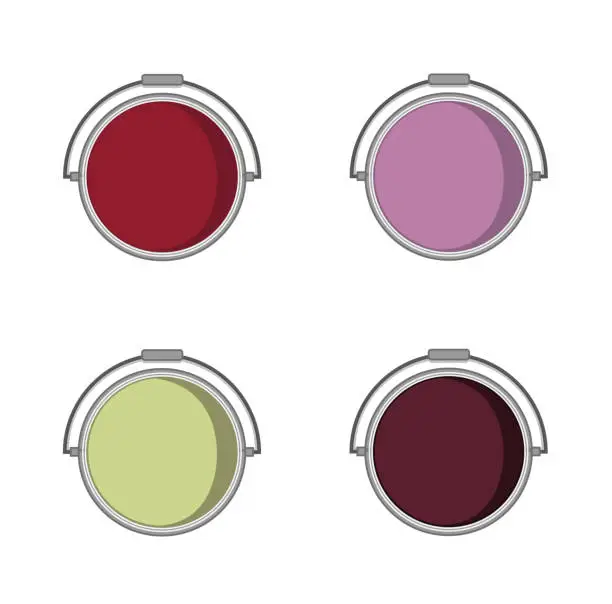 Vector illustration of Top view of set paint cans. Four colors.