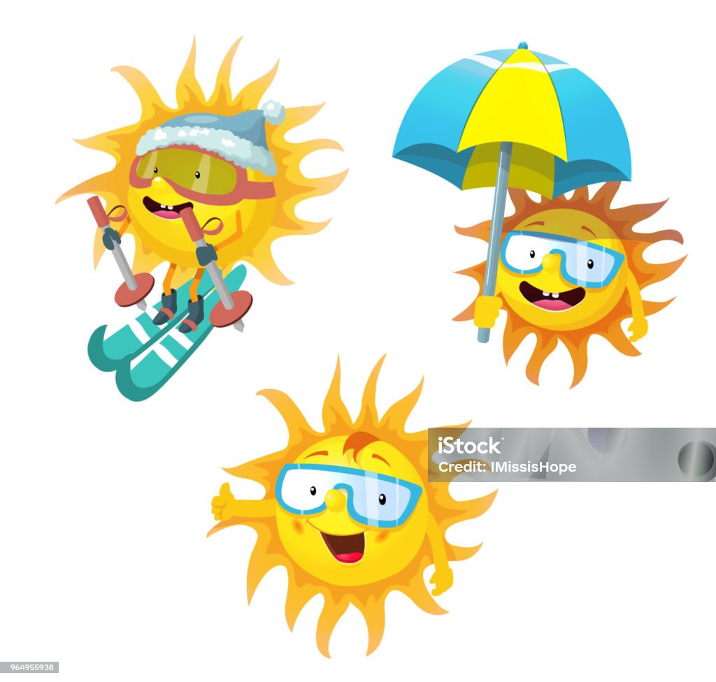 Sun Rays Funny Funny Sun Stock Illustration - Download Image Now - Beach, Cartoon ...