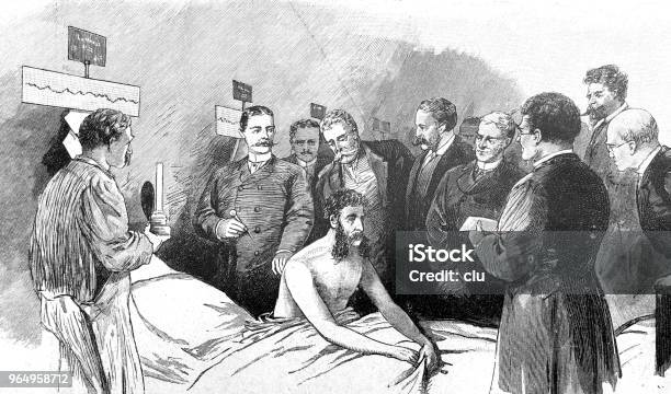 Robert Koch During A Vaccination In The Hospital In The Presence Of Other Doctors Stock Illustration - Download Image Now