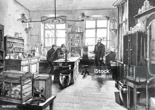 Robert Koch In The Laboratory Stock Illustration - Download Image Now - Laboratory, The Past, Old