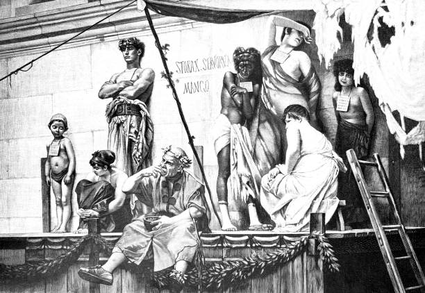 Roman slave market Illustration from 19th century slave market stock illustrations